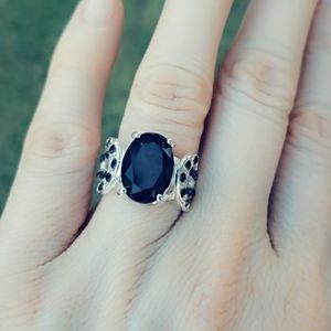 Black Saphire Antique Engagement Wedding Ring